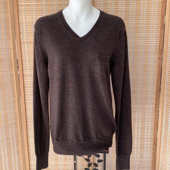 AllSaints Spitalfields Mens Brown Wool V Neck Long Sleeve Pullover Sweater , XXL - Picture 8 of 13